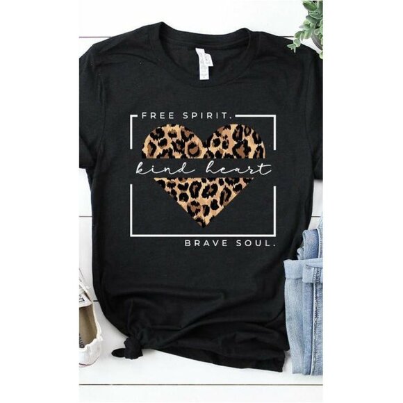 Leopard "Kind Heart" Graphic Tee - Picture 1 of 1